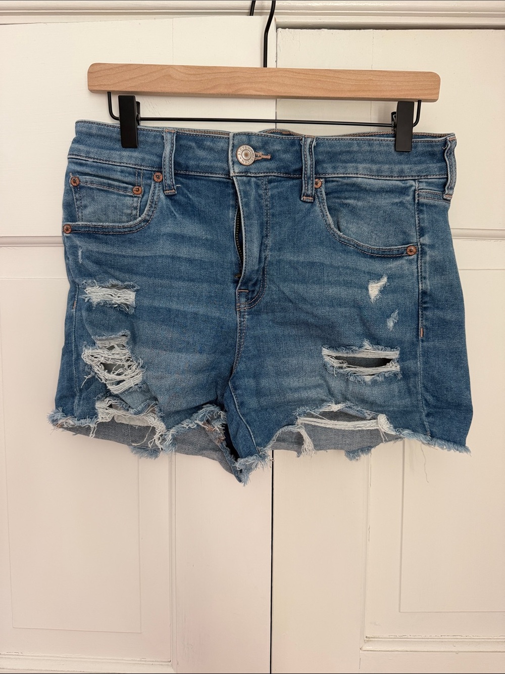 American Eagle Outfitters Distressed Blue Denim Cutoff Shorts